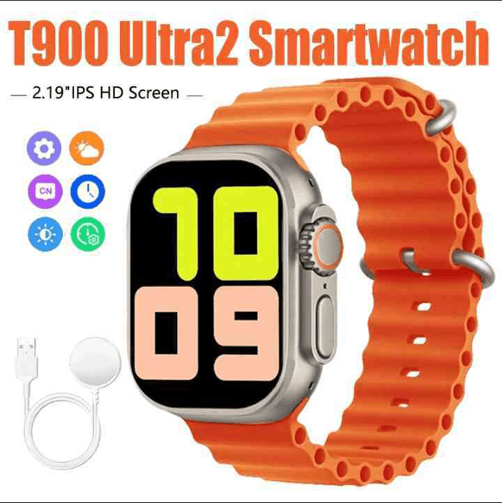 T900 Ultra 2 Smart Watch – Bluetooth Calling, 2.19" Full Display, Wireless Charging, Smart Health Features